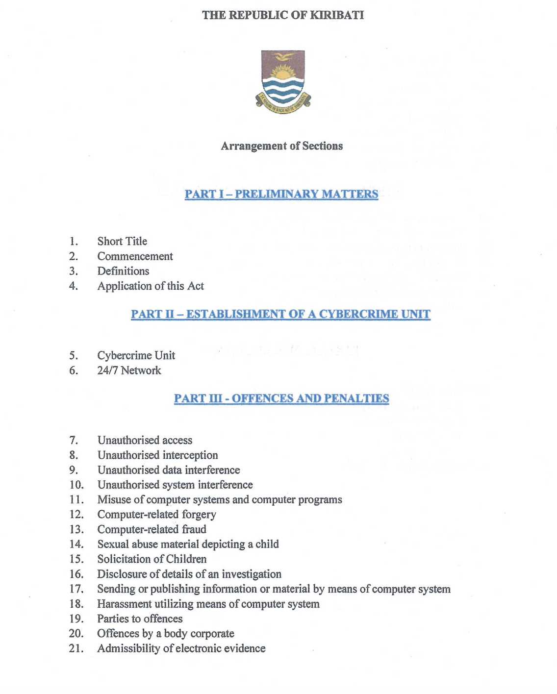 Screenshot of first page of the bill